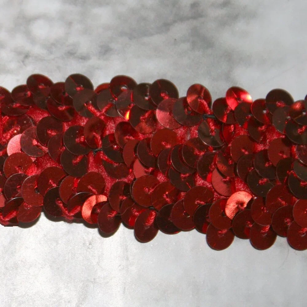 SEQUIN TRIM #428 - Red Stretch Metallic Costume Party - 1 1/4